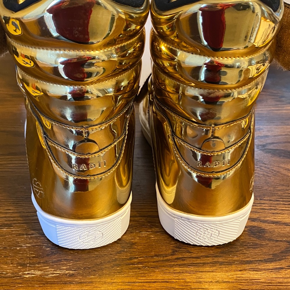 Radii Cylinder 24K Gold Bar High Top Sneakers Metallic Gold Mens 10 With Box - Picture 4 of 14